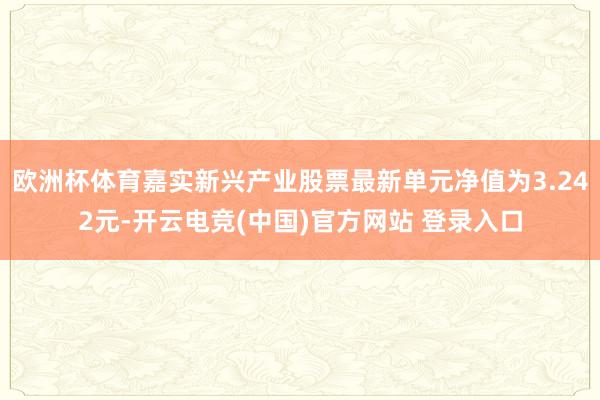 欧洲杯体育嘉实新兴产业股票最新单元净值为3.242元-开云电竞(中国)官方网站 登录入口