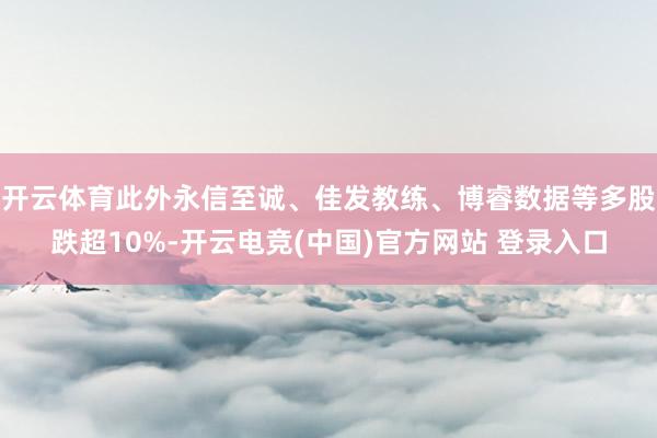开云体育此外永信至诚、佳发教练、博睿数据等多股跌超10%-开云电竞(中国)官方网站 登录入口