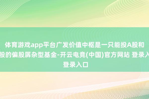 体育游戏app平台广发价值中枢是一只能投A股和港股的偏股羼杂型基金-开云电竞(中国)官方网站 登录入口
