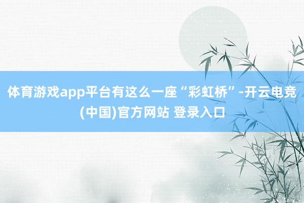 体育游戏app平台有这么一座“彩虹桥”-开云电竞(中国)官方网站 登录入口