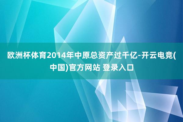 欧洲杯体育2014年中原总资产过千亿-开云电竞(中国)官方网站 登录入口