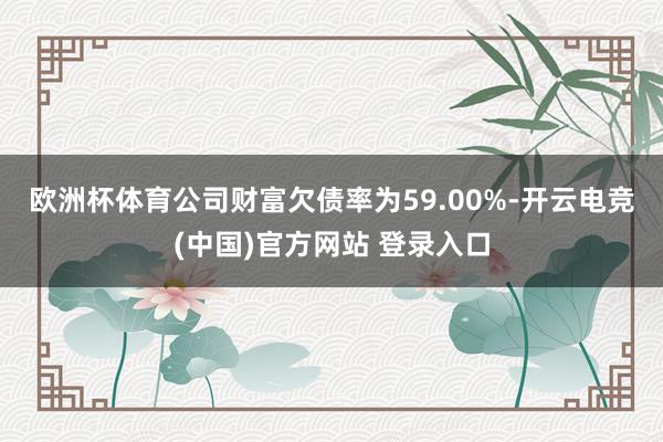 欧洲杯体育　　公司财富欠债率为59.00%-开云电竞(中国)官方网站 登录入口