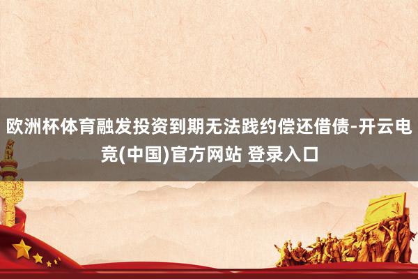 欧洲杯体育融发投资到期无法践约偿还借债-开云电竞(中国)官方网站 登录入口