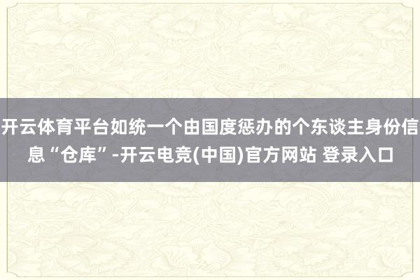开云体育平台如统一个由国度惩办的个东谈主身份信息“仓库”-开云电竞(中国)官方网站 登录入口