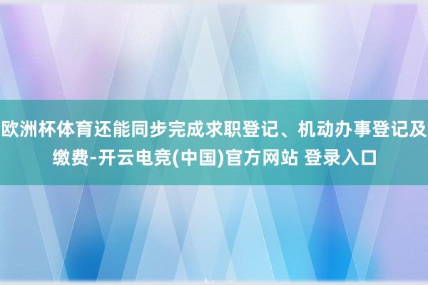 欧洲杯体育还能同步完成求职登记、机动办事登记及缴费-开云电竞(中国)官方网站 登录入口