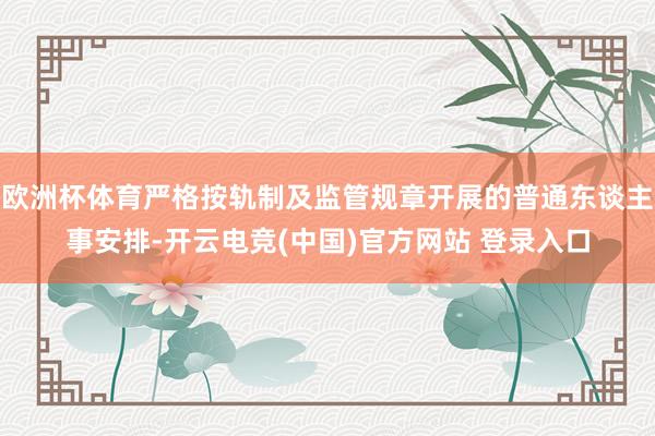 欧洲杯体育严格按轨制及监管规章开展的普通东谈主事安排-开云电竞(中国)官方网站 登录入口